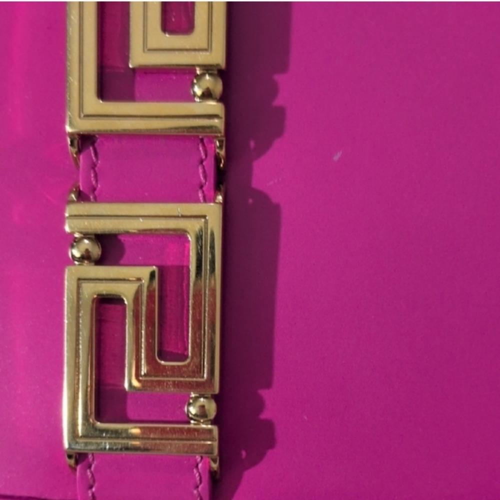 VERSACE fuchsia Pink Leather Chain Crossbody/Saddle Bag 👜 - Picture 12 of 13